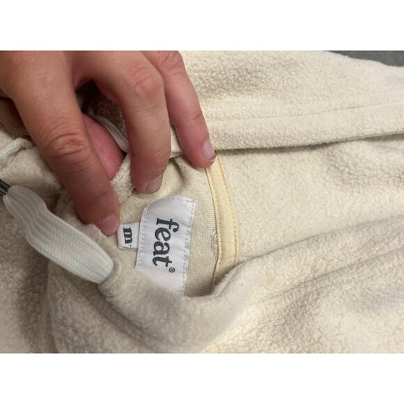 FEAT‎ Blanket Blend beige Fleece Hoodie Red Size M - Picture 5 of 5